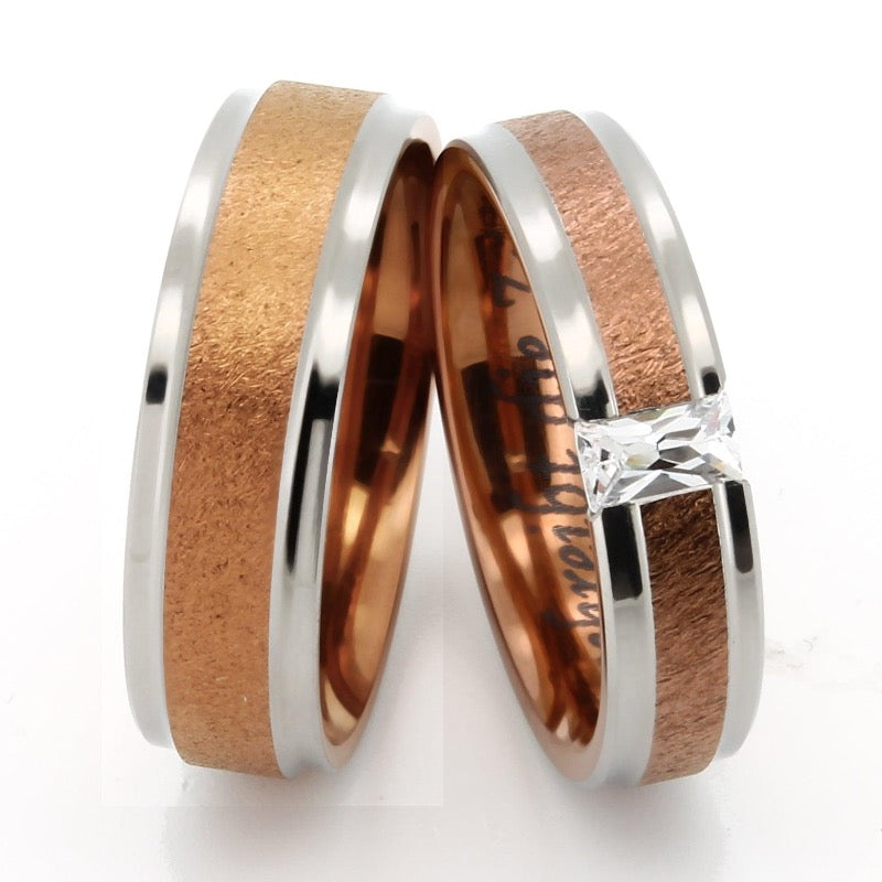 Eheringe & Trauringe Titan IP Rotgold mit 6x3 Swarovski - TICO