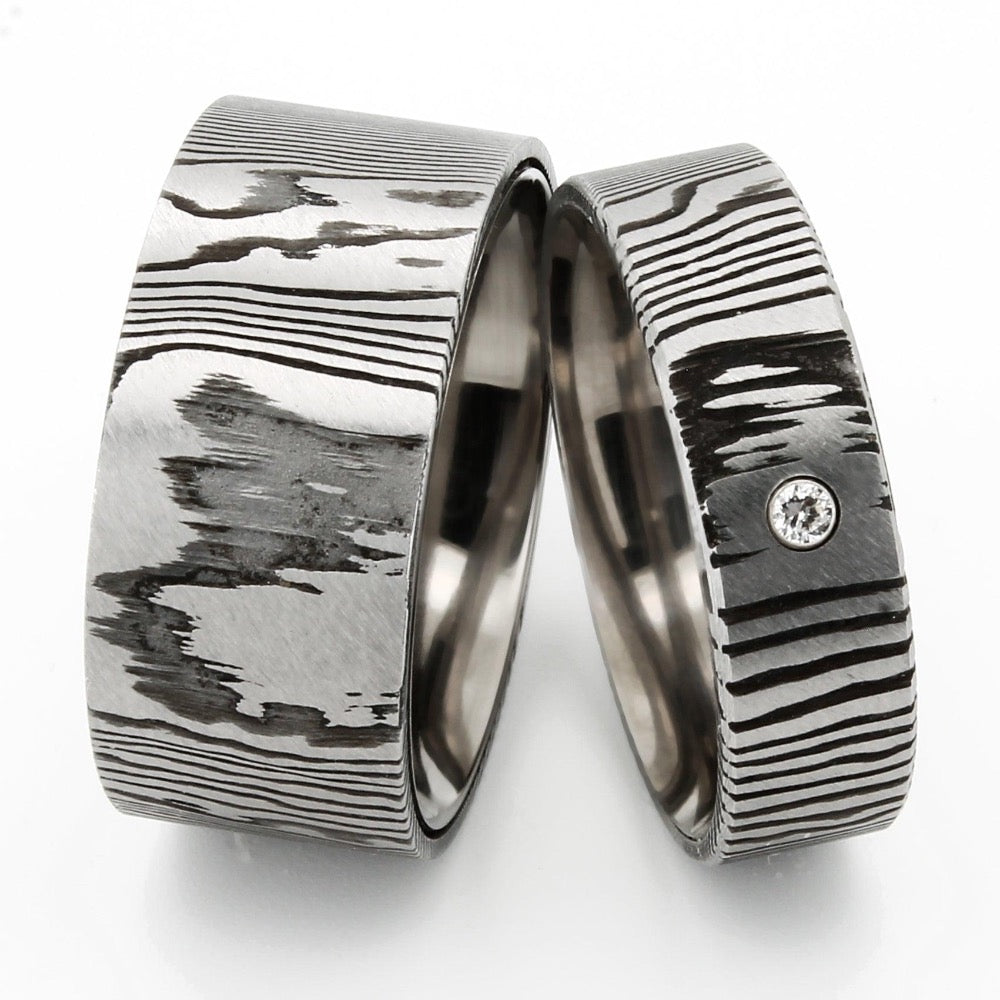 Eheringe & Trauringe Damaststahl und Diamant ERD03BRF20 - TICO