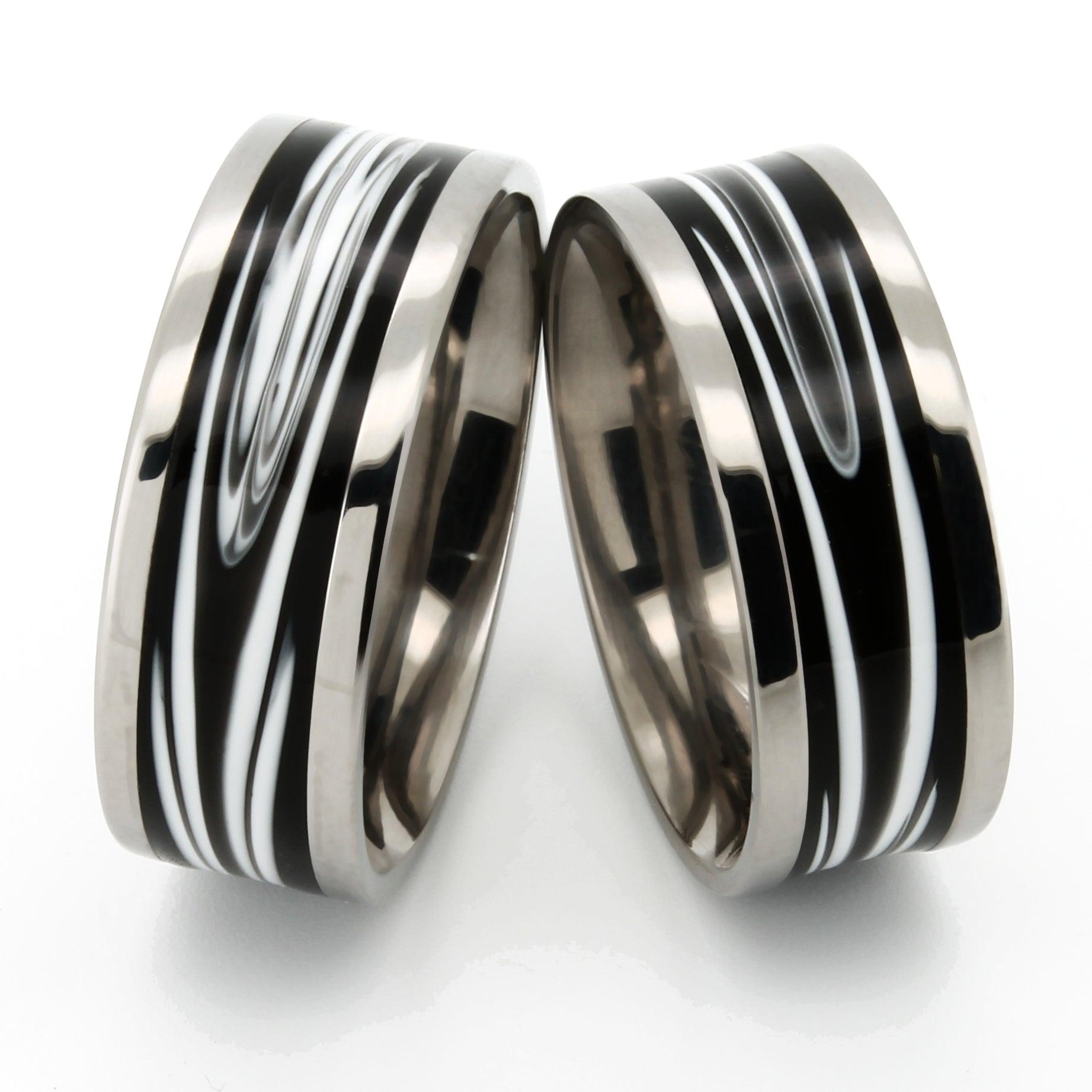 Eheringe & Trauringe Titan mit Schwarz/weißer Keramik - TICO