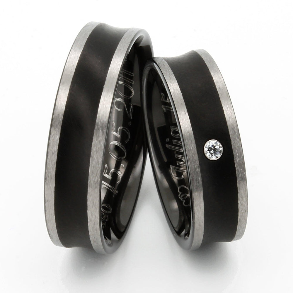 Eheringe & Trauringe Titan Schwarz mit Diamant ERS06GSBRF20 - TICO