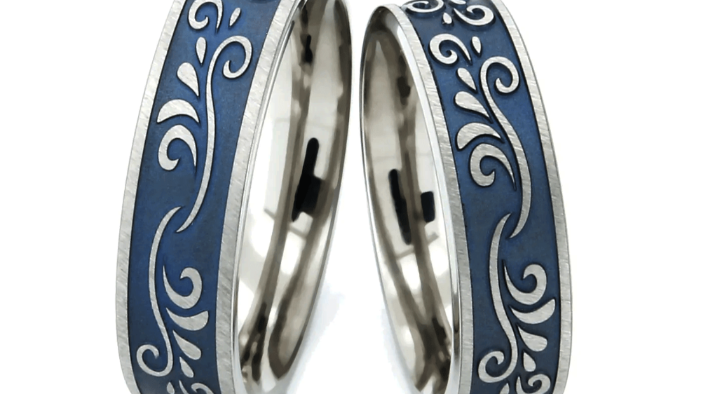 Partnerringe Titan mit Blau ERB31 - TICO