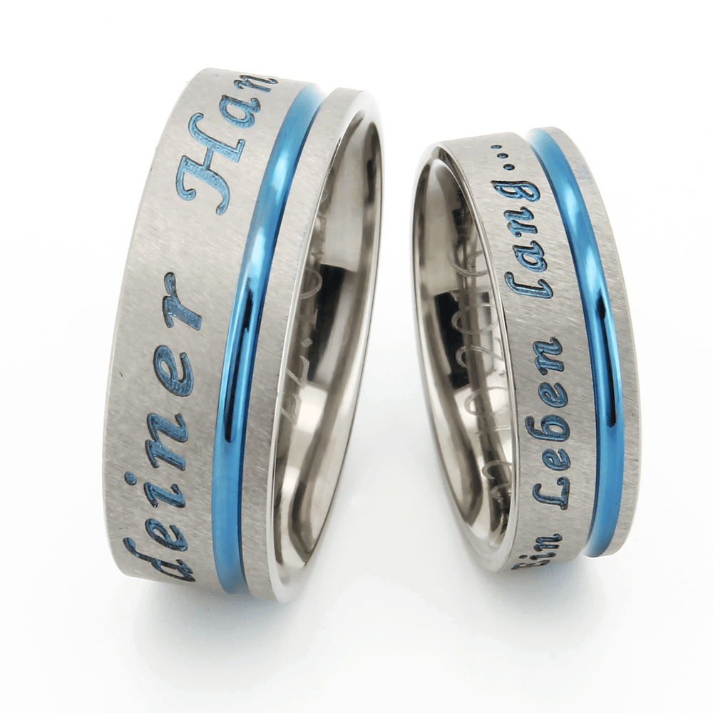 Partnerringe Blau mit Außengravur ERB13AG(B) - TICO