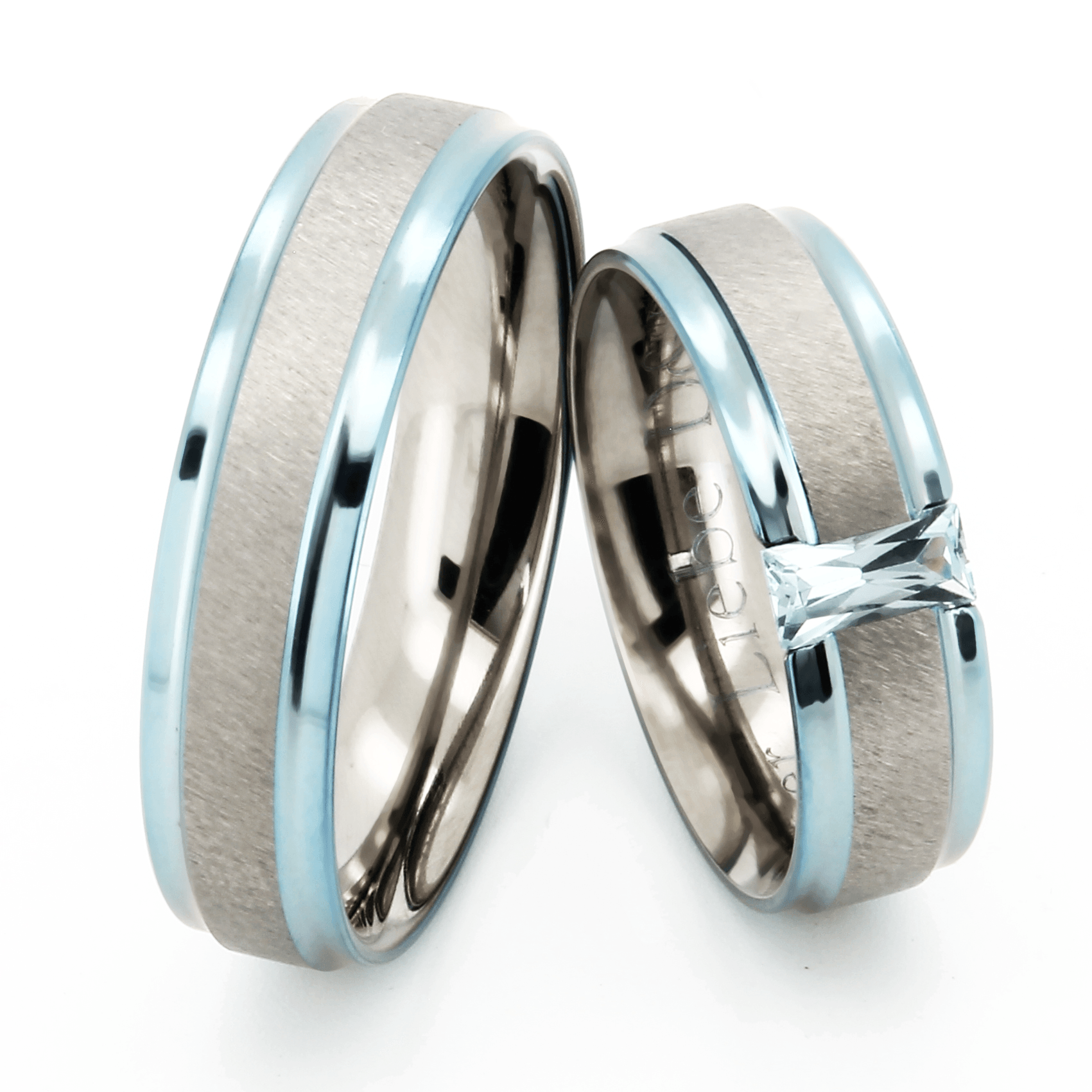 Partnerringe Titan Eisblau mit Aquamarin EREB05ZAQ63 - TICO