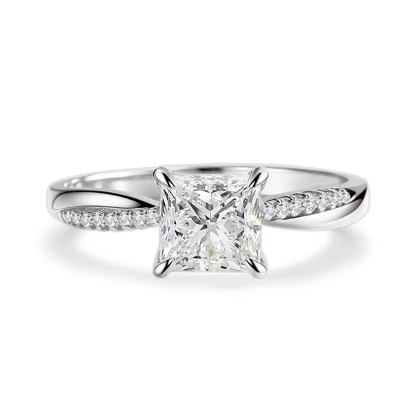 14K Wei√ügold Solit√§r 1ct Lab Grown Diamant