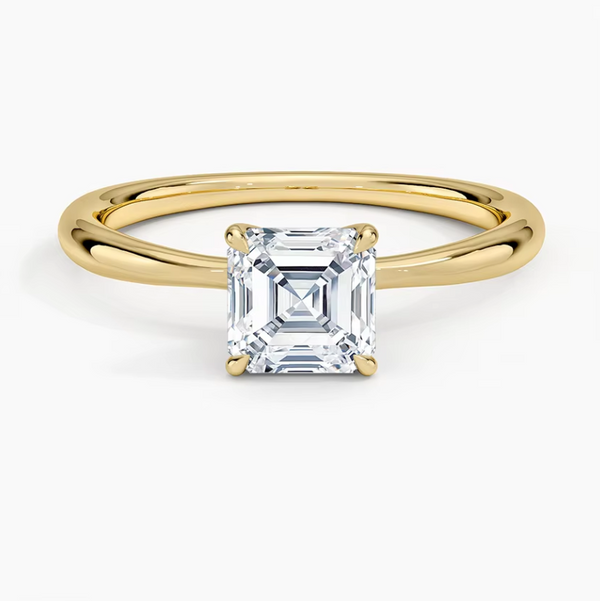 Gelbgoldring 1ct Lab Grown Diamant Asscher-Schliff
