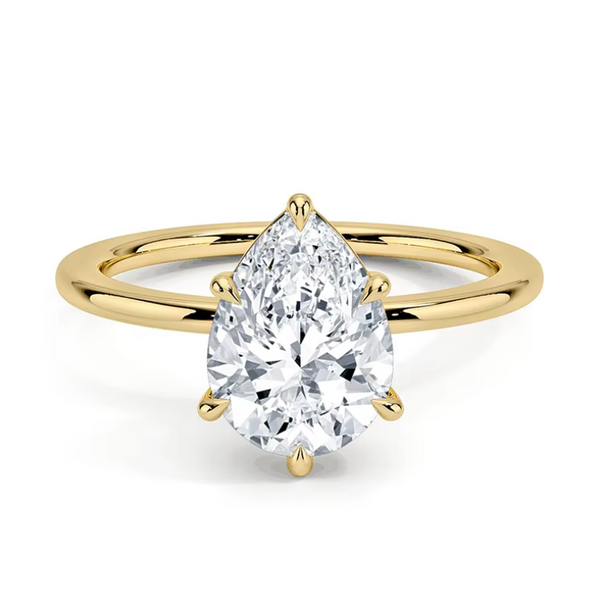 Gelbgoldring 1ct Lab Grown Diamant Tropfen-Schliff