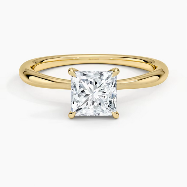 Gelbgoldring 1ct Lab Grown Diamant Prinzess-Schliff
