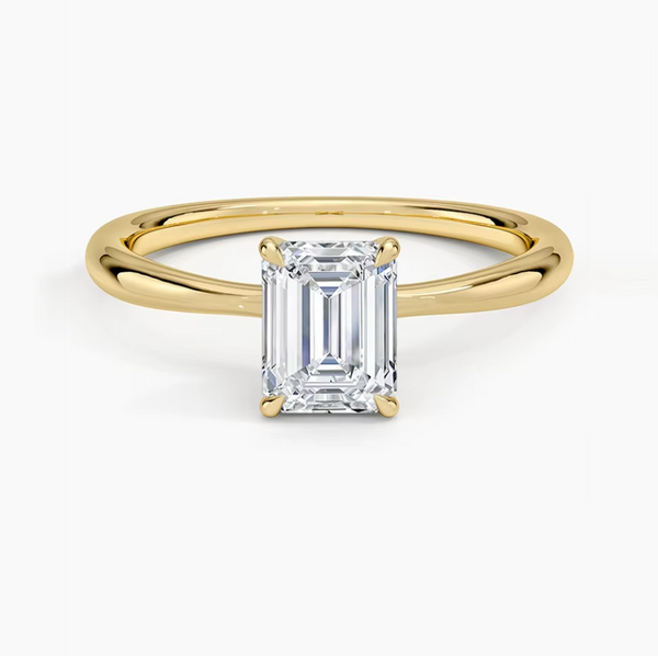 Gelbgoldring 1ct Lab Grown Diamant Smaragd-Schliff 585 Gelbgold