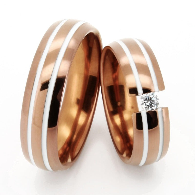 Eheringe aus Roségold poliert mit Komfort-Innenwölbung