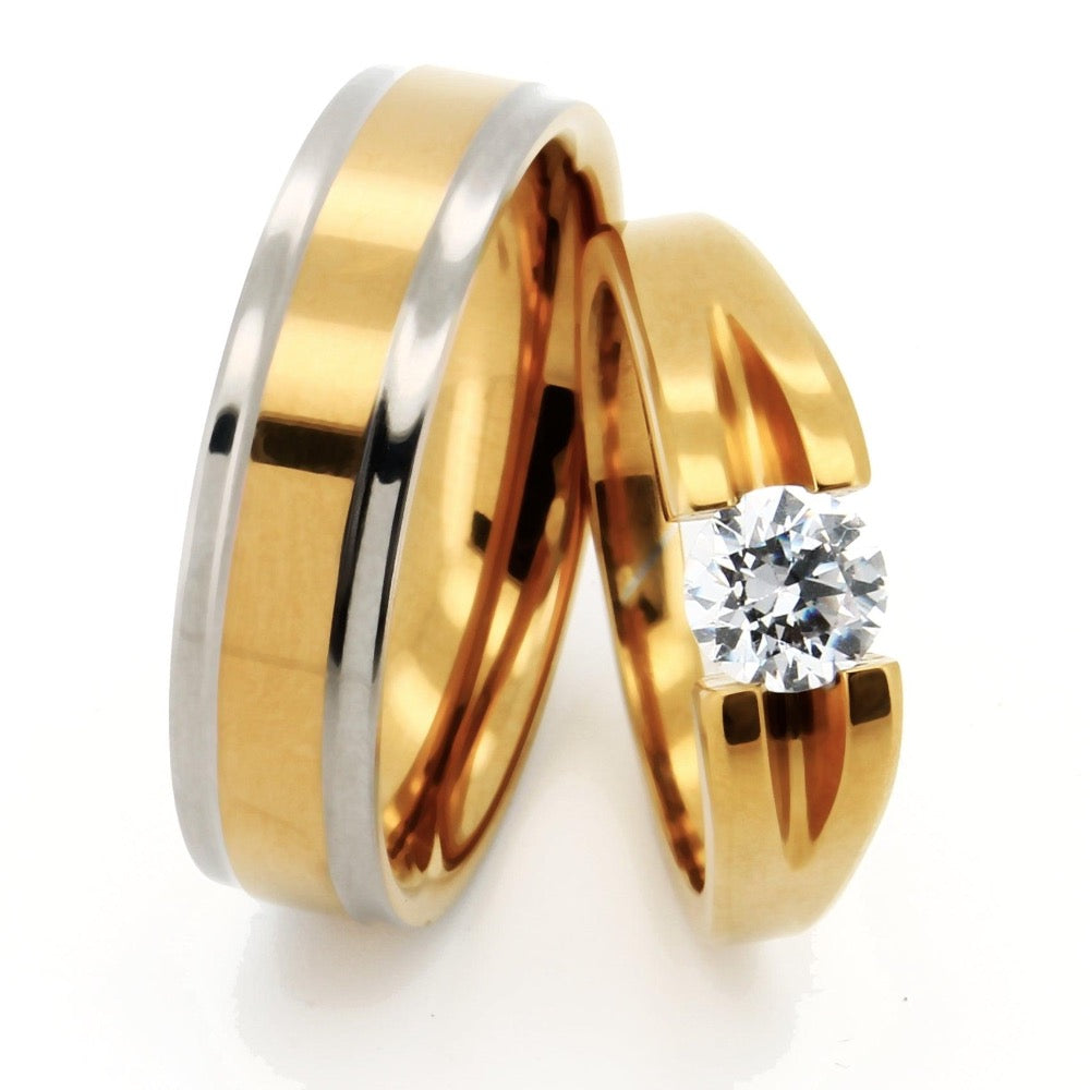 Titan Eheringe matt mit Lab-Grown Diamant für Allergiker