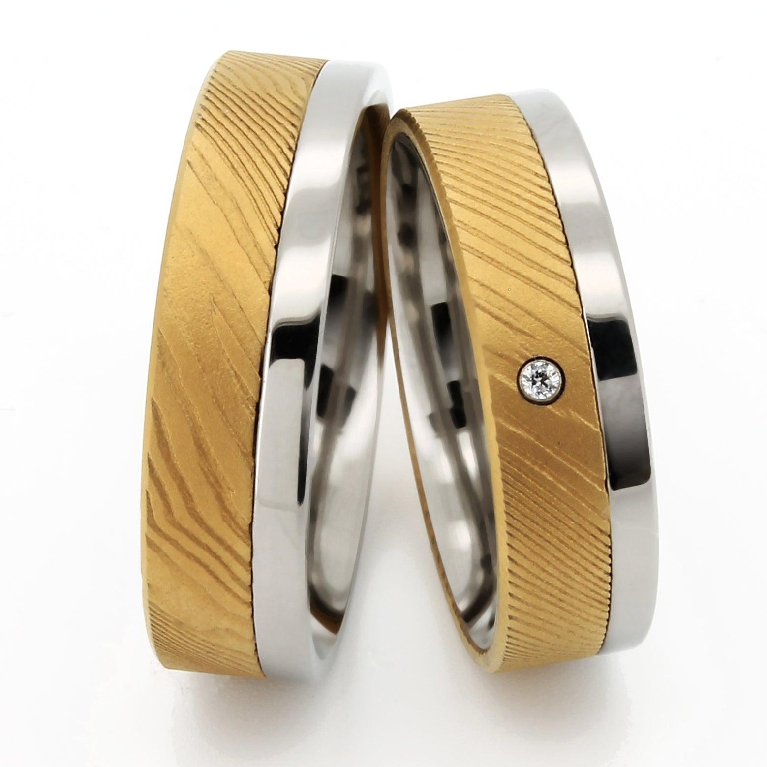 Trauringe Berlin Edition mit Damast in Gold - TICO