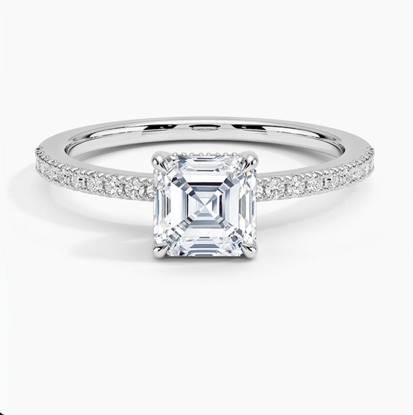Wei√ügoldring 1ct Lab Grown Diamant Asscher-Schliff