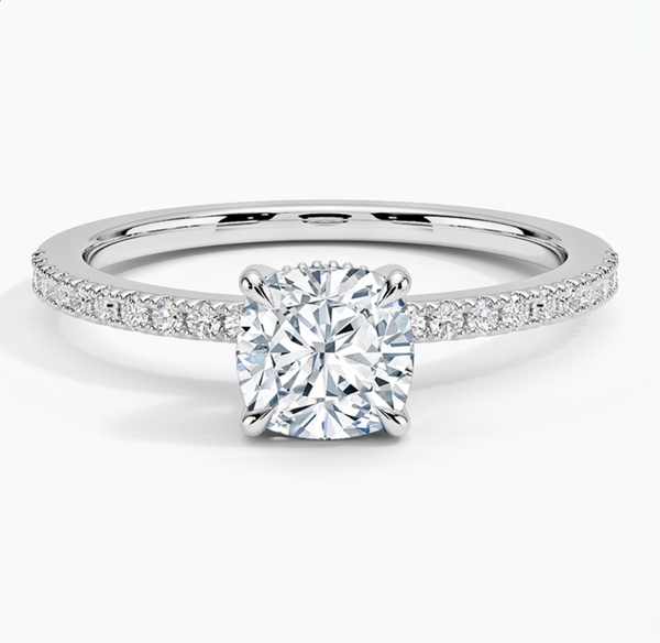 Weißgoldring 1ct Lab Grown Diamant Kissen-Schliff