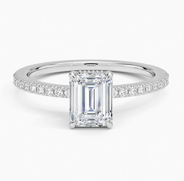 Wei√ügoldring 1ct Lab Grown Diamant Smaragd-Schliff 585 Wei√ügold